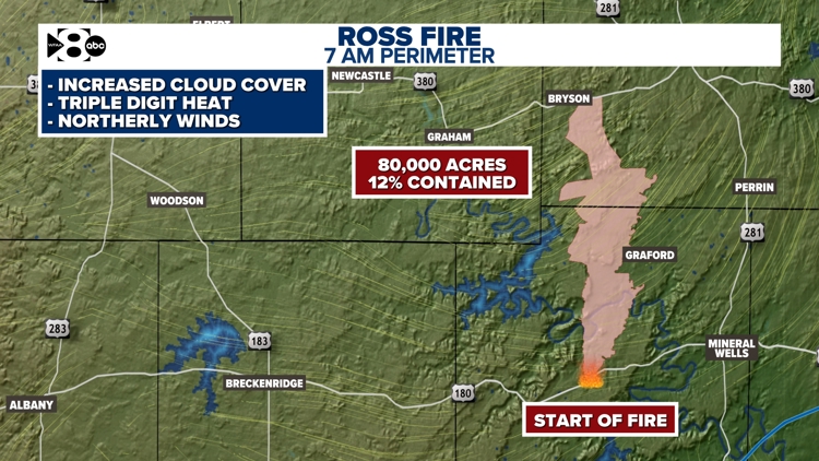 Latest on where North Texas wildfires are currently burning in Palo Pinto, Jack County as blaze grows to 80,000 acres