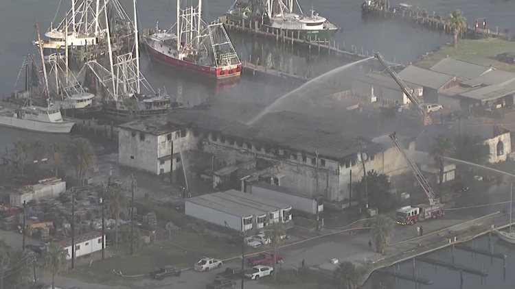 Massive overnight fire destroys Galveston warehouse near Yacht Basin