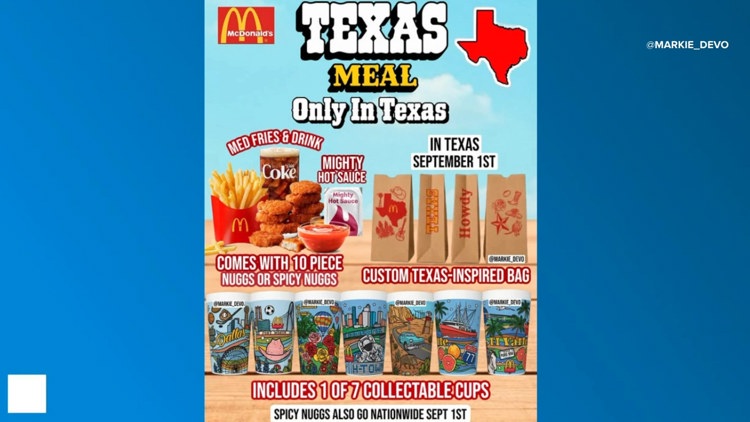 McDonald's unveils Texas Meal, collectible cups showcasing Lone Star regions